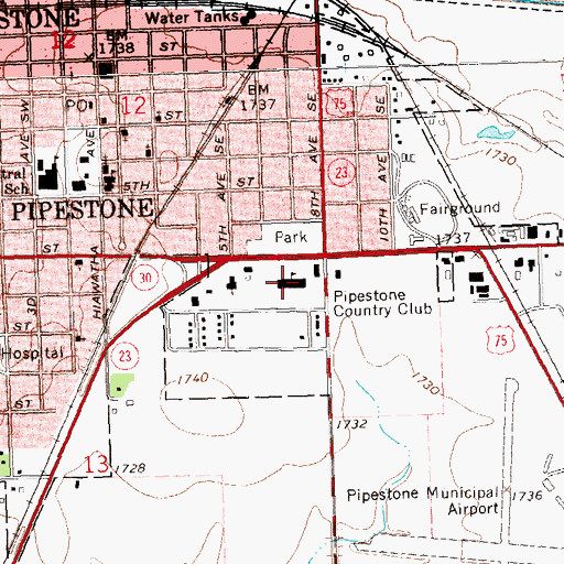 Topographic Map of A H Brown Elementary School, MN