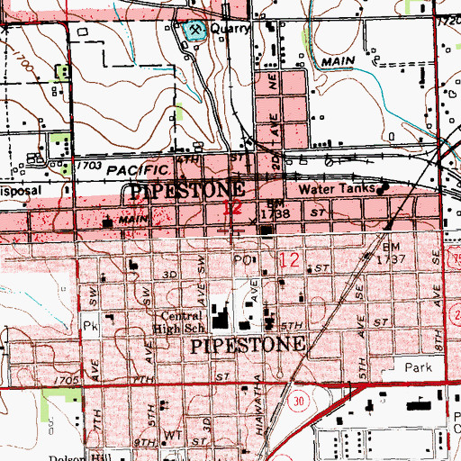 Topographic Map of Veterans Park, MN