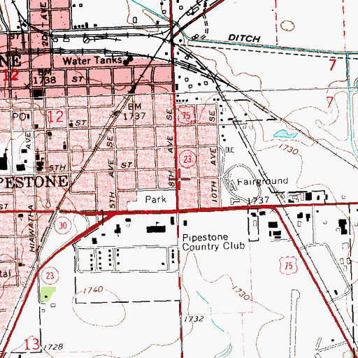 Topographic Map of Erickson Park, MN