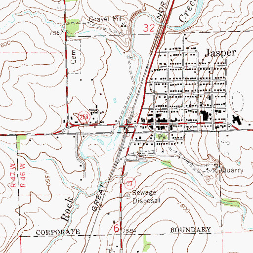 Topographic Map of Jasper, MN