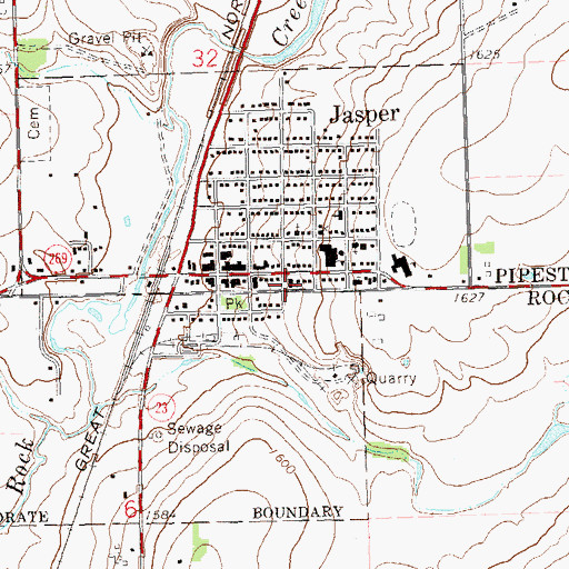 Topographic Map of Jasper Evangelical Lutheran Church, MN