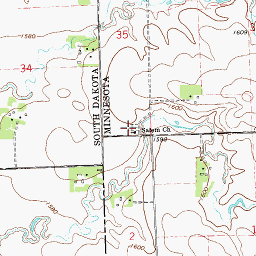 Topographic Map of Salem Evangelical United Brethren Cemetery, MN