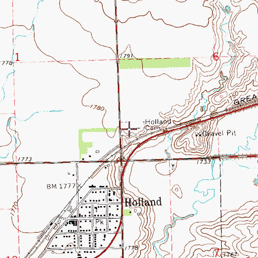 Topographic Map of Holland Cemetery, MN