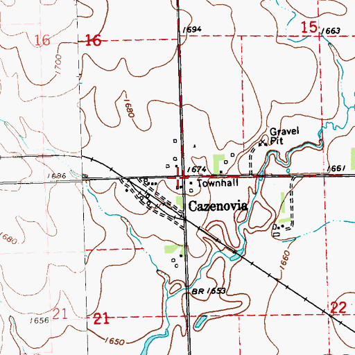 Topographic Map of Cazenovia (historical), MN