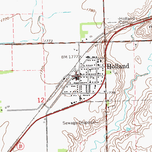 Topographic Map of Holland Post Office, MN