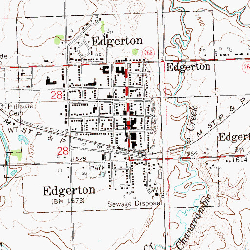 Topographic Map of Edgerton Post Office, MN