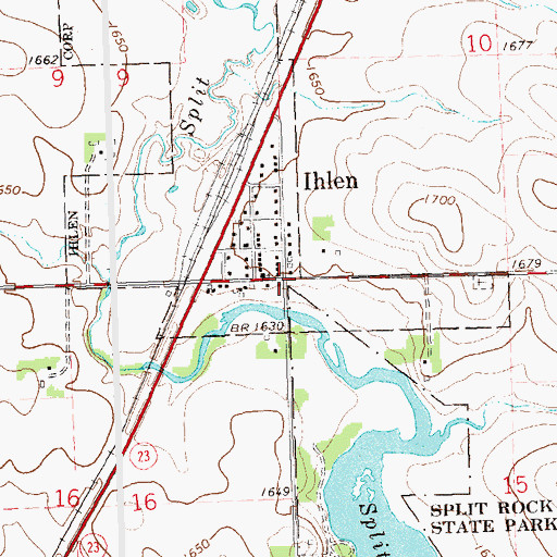 Topographic Map of Ihlen Eden Community Center, MN