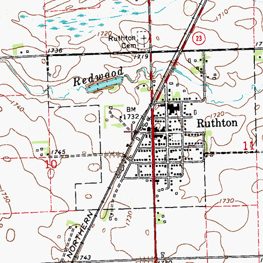 Topographic Map of Ruthton, MN
