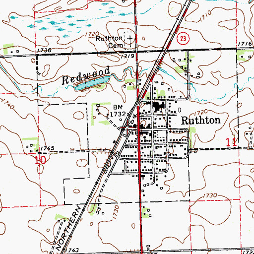 Topographic Map of Ruthton Fire Department, MN