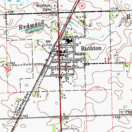 Topographic Map of Ruthton United Methodist Church, MN