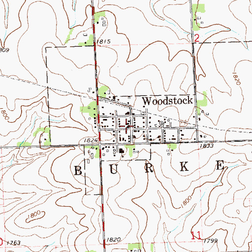 Topographic Map of Woodstock Post Office, MN