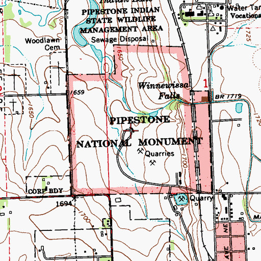 Topographic Map of Nicollet Expedition Historical Marker, MN
