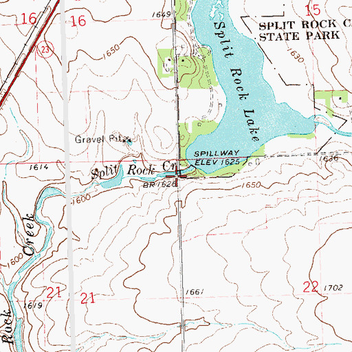 Topographic Map of Split Rock Bridge, MN