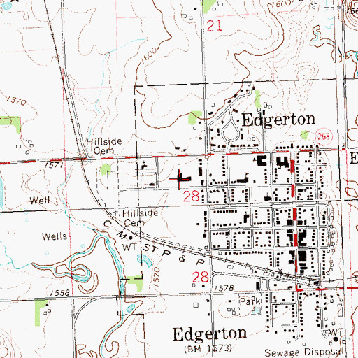 Topographic Map of Southwest Christian High School, MN