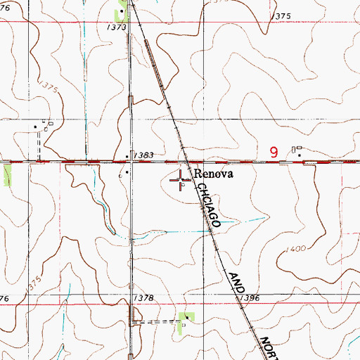 Topographic Map of Renova (historical), MN