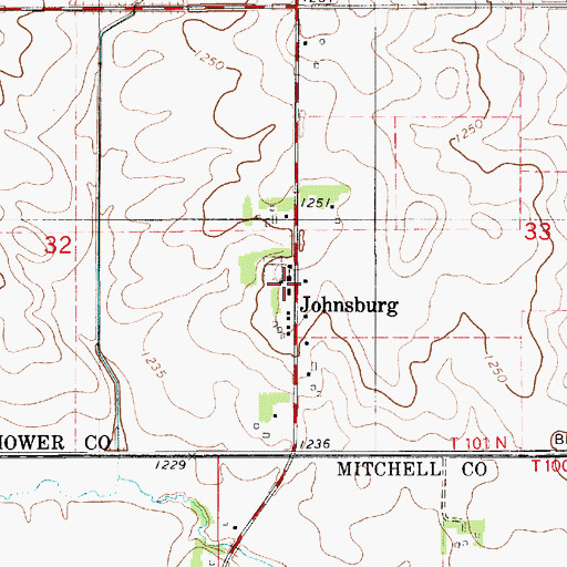 Topographic Map of Johnsburg Post Office (historical), MN