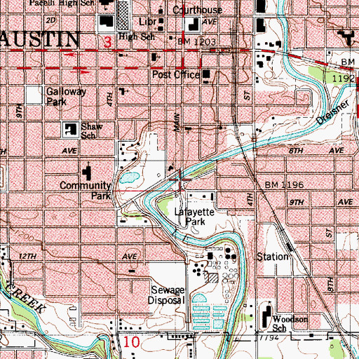 Topographic Map of Historic Roosevelt Bridge, MN