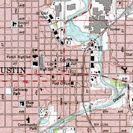 Topographic Map of Mower Law Enforcement Center, MN