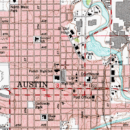 Topographic Map of Arthur Winfield Wright House, MN