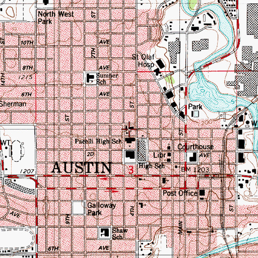 Topographic Map of Saint Augustine's Church, MN