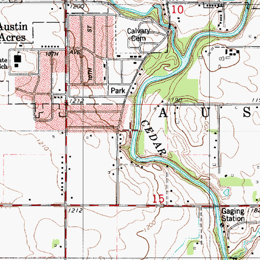 Topographic Map of Beautiful Saviors Church, MN