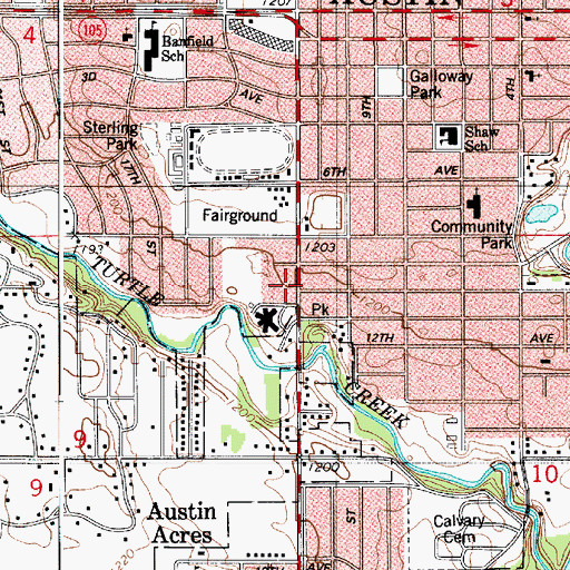 Topographic Map of Cedar River Church of Christ, MN