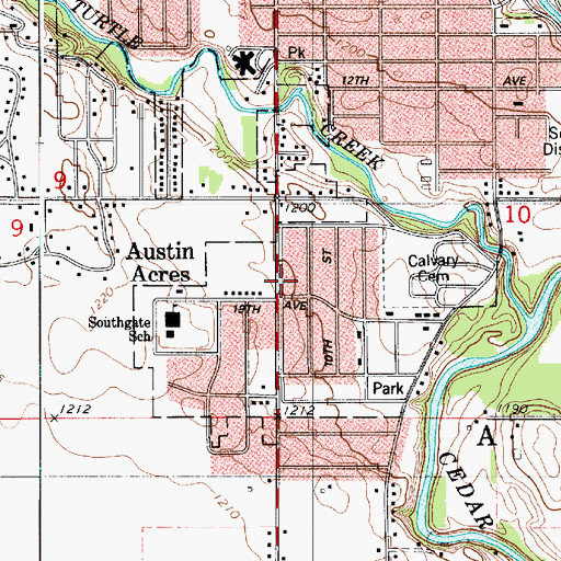 Topographic Map of Faith Church of Austin, MN