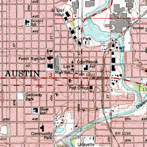 Topographic Map of First United Church, MN