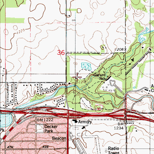 Topographic Map of United Church of God, MN