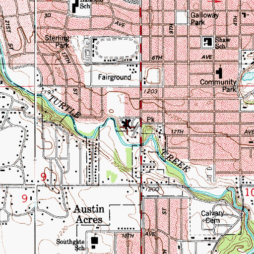 Topographic Map of Sacred Heart Care Center, MN