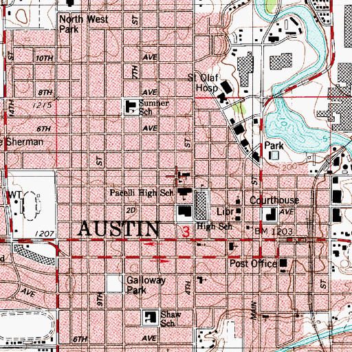 Topographic Map of Saint Augustine - Saint Edward School, MN