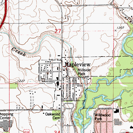 Topographic Map of Mapleview Fire Department, MN