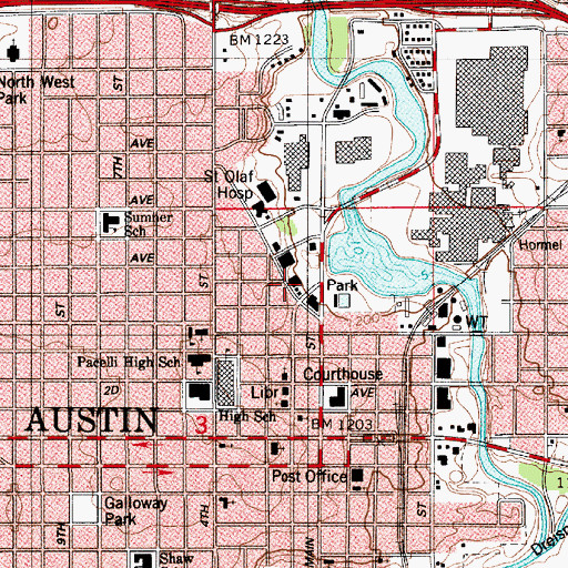 Topographic Map of Horace Austin Park, MN