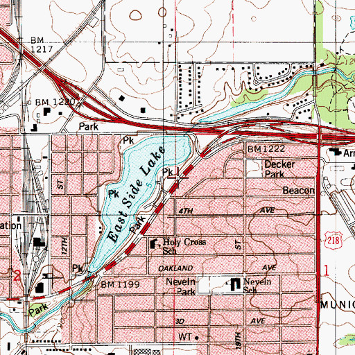 Topographic Map of East Side Lake Park, MN