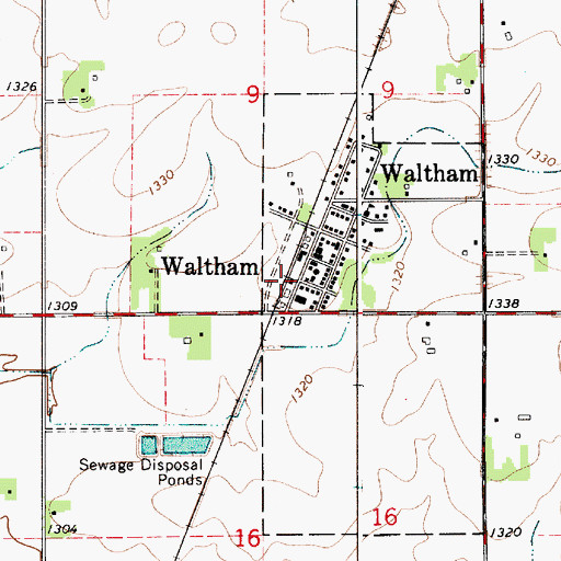 Topographic Map of Waltham (historical), MN