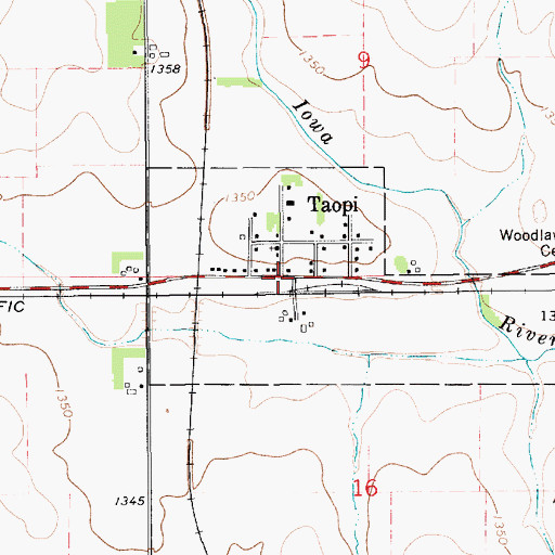 Topographic Map of Taopi Post Office, MN