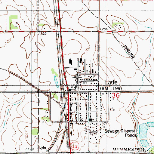 Topographic Map of Lyle Secondary School, MN