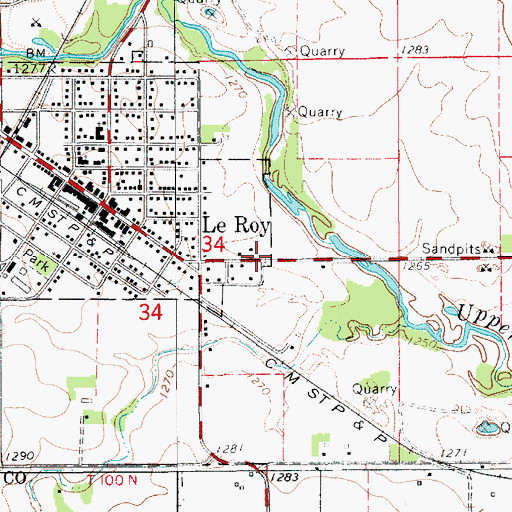 Topographic Map of Le Roy Clinic, MN