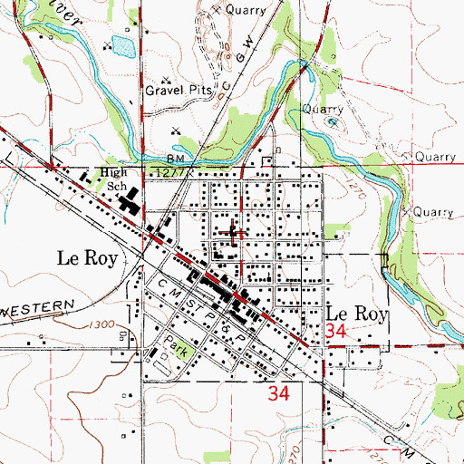 Topographic Map of First Baptist Church, MN