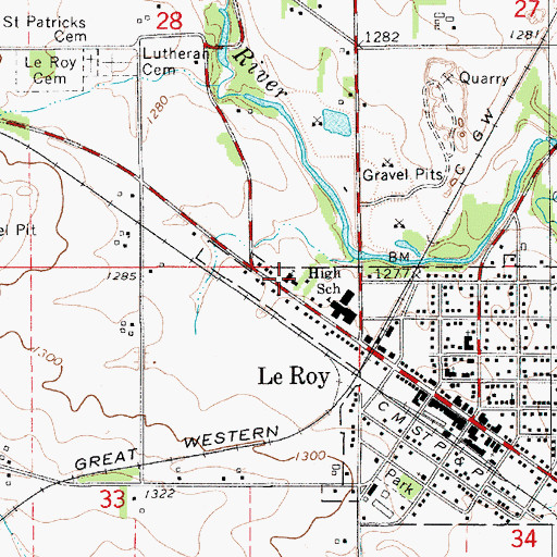 Topographic Map of Saint Patrick's Church, MN