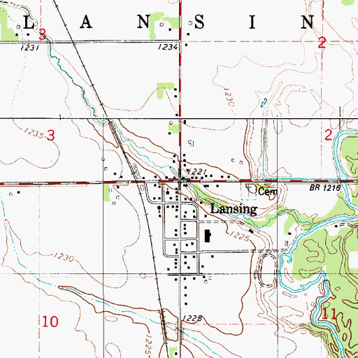 Topographic Map of Lansing Post Office, MN