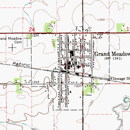 Topographic Map of Grand Meadow Medical Clinic, MN