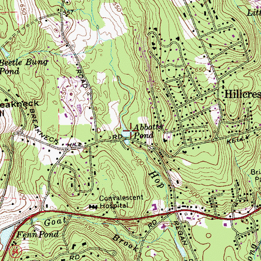 Topographic Map of Abbotts Pond, CT