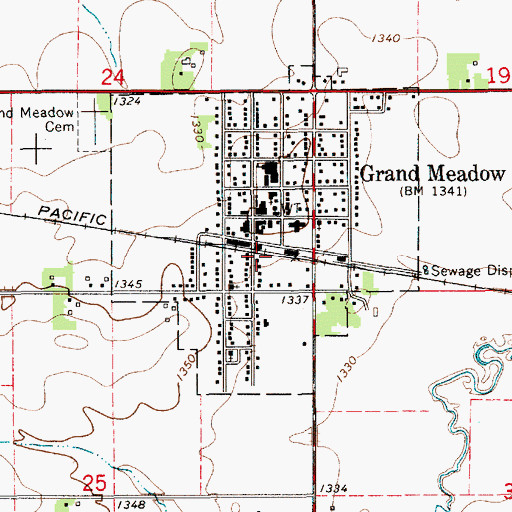 Topographic Map of Grand Meadow (historical), MN