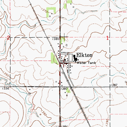 Topographic Map of Elkton Post Office, MN