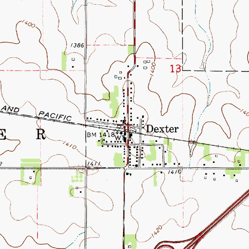 Topographic Map of Dexter (historical), MN