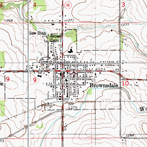 Topographic Map of First Baptist Church, MN