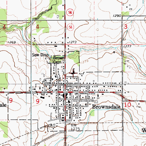 Topographic Map of Brownsdale Elementary School, MN