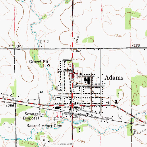 Topographic Map of Little Cedar Lutheran Church, MN