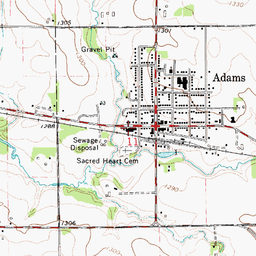 Topographic Map of Sacred Heart School, MN